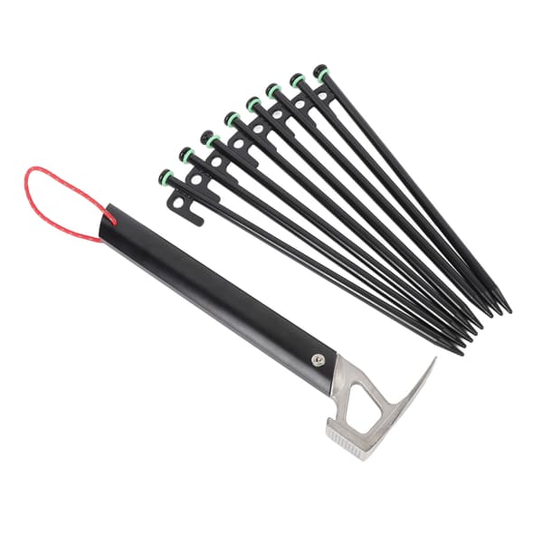 30 cm campingpinnar med 4 mm rep, hammare och väska - Mångsidig stabilitet för tält och markiser