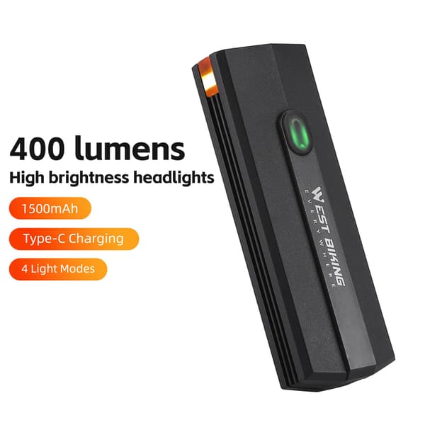 400 Lumen USB Oppladbar Vanntett Sykkellykt med Flere Moduser og Høy Lysstyrke.