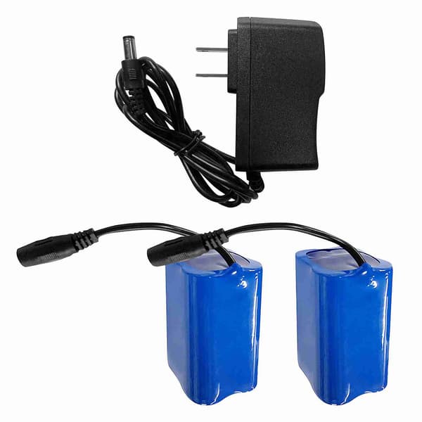 2 genopladelige 12000mAh batterier med oplader til 7.4V fiskebådsfoderbåd
