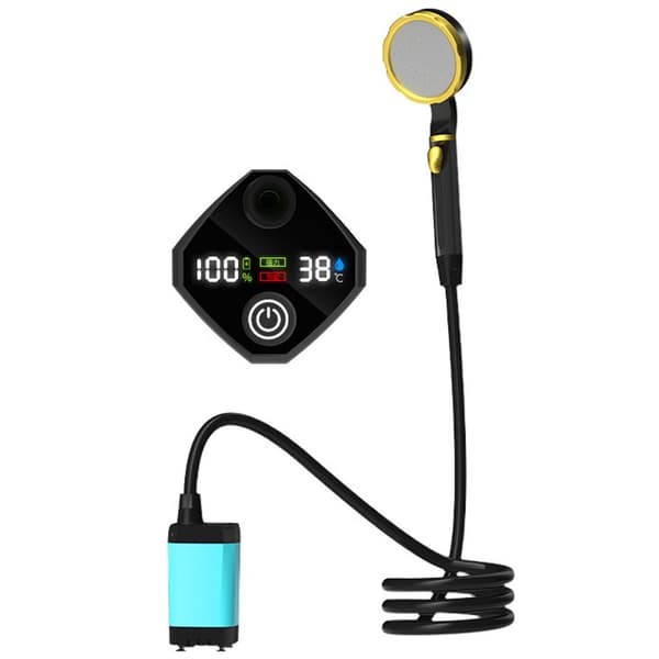 Bärbar uppladdningsbar elektrisk duschpump för camping med smart digital display