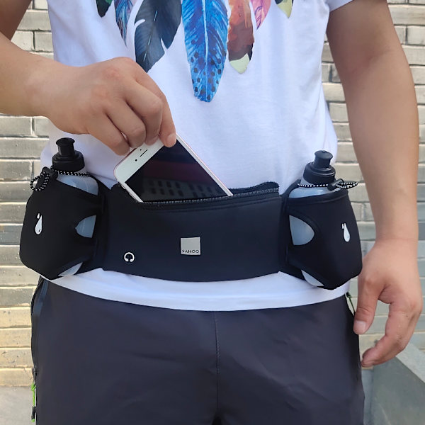 Multifunktionell midjeväska med 2 vattenflaskor för löpning, cykling, vandring, camping