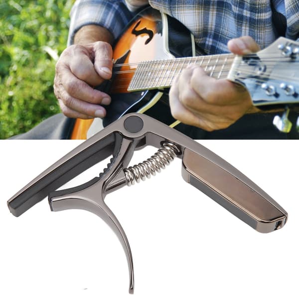 Clip-on guitar tuner i aluminiumslegering til akustisk guitar, elektrisk guitar, ukulele, sort