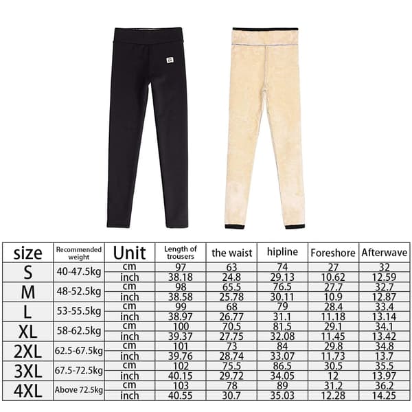 Tykk kasjmir- og ullvinterleggings for kvinner, dyp passform, polstret, vanntett, elastisk, varm