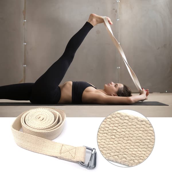 3 meter bomulls yogabälte med metallring för stretching och fysioterapi