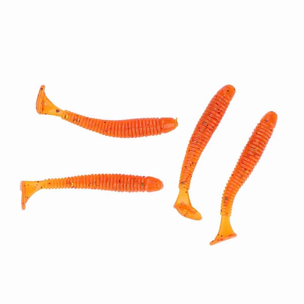 50 STK Bløde Fiskelokker 5 cm T-hale Orange Orm Bløde Fiskelokker