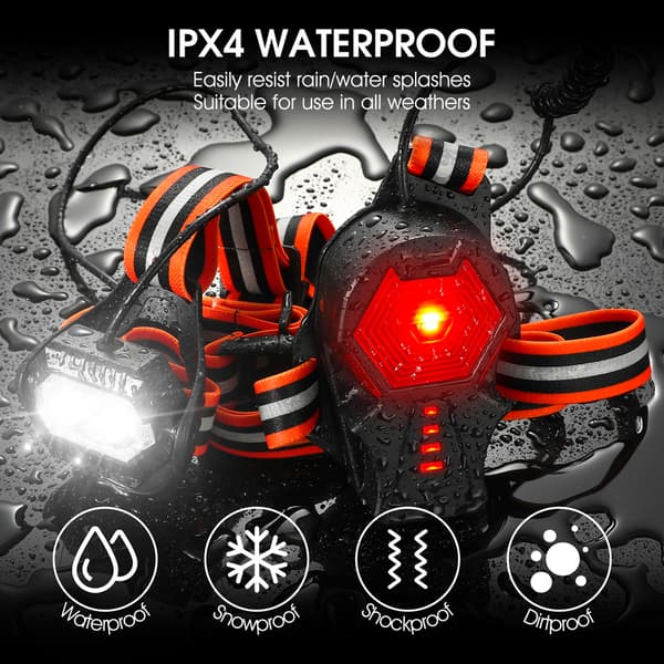 WEST BIKING IPX4 USB Oppladbar LED Brystlykt for Sykling og Nattløping