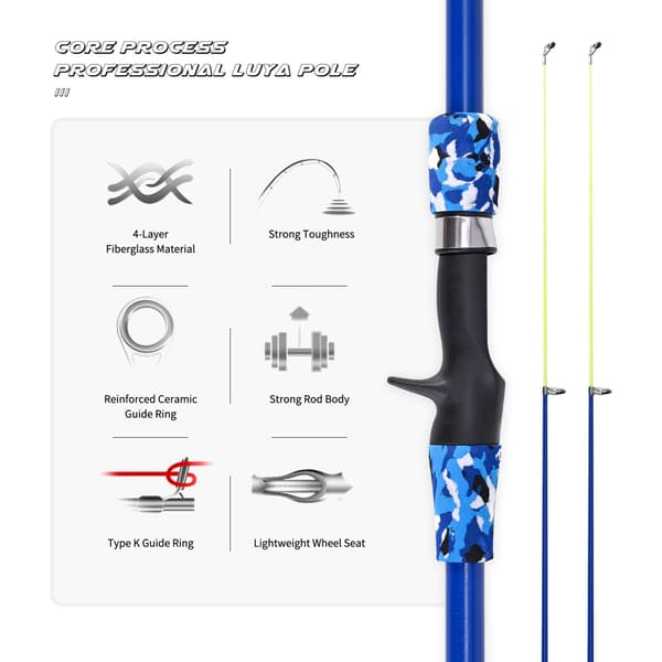 Fiskespö för barn 5-12 år, teleskopisk glasfiber, spinnrulle-combo, 165cm