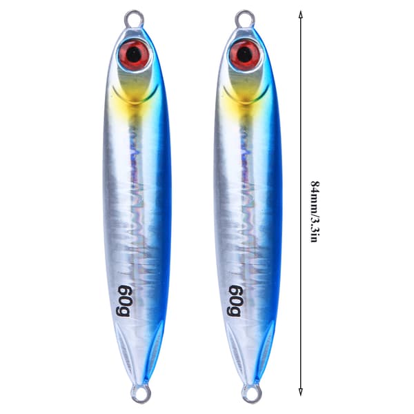 2 st simulerade fiskformade fiskedrag med levande simställning - blå