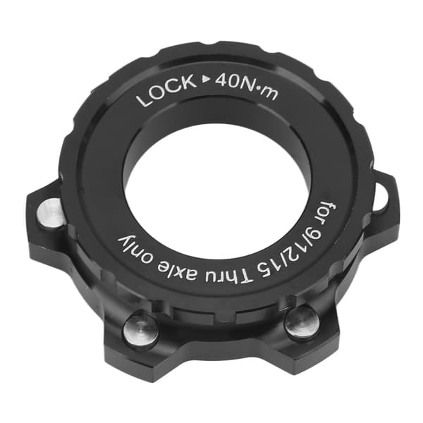 Center Lock Navadapter til 6-hullers skivebremser i aluminiumslegering med sort låsehætte