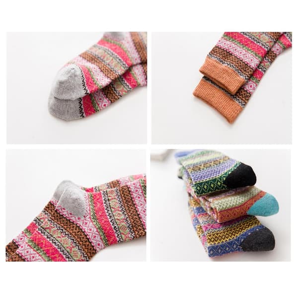 5 par uldsokker til jul, vinter, varme, behagelige, strikkede, afslappede, sporty, unisex