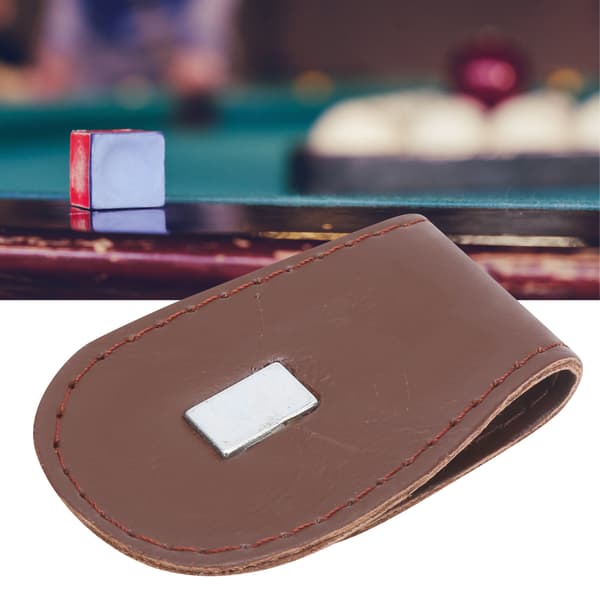 Magnetisk kridtholder til pool/billard med bælteclips, bærbart tilbehør, brun