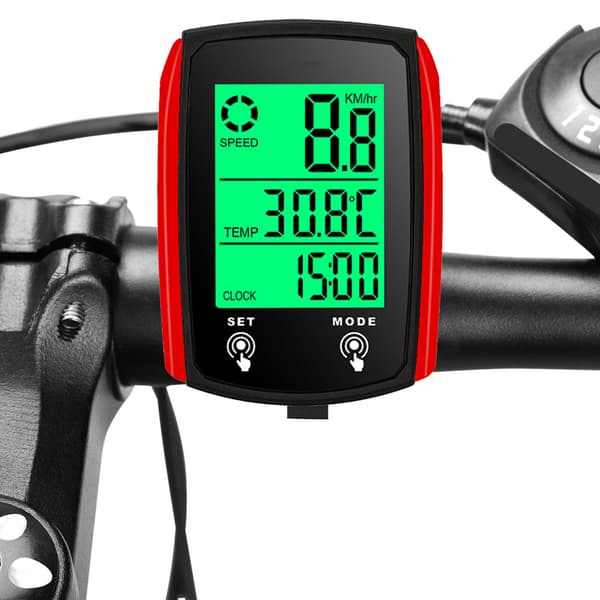 Kablet touchscreen cykelcomputer med speedometer og kilometertæller, IPX6-beskyttelse og baggrundsbelysning til mountainbikes