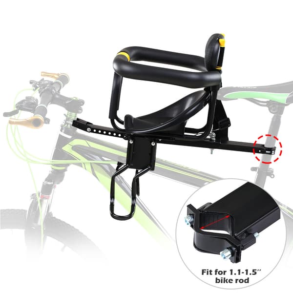 Säker främre cykelbarnstol med pedaler och justerbart ryggstöd för MTB/racercykel