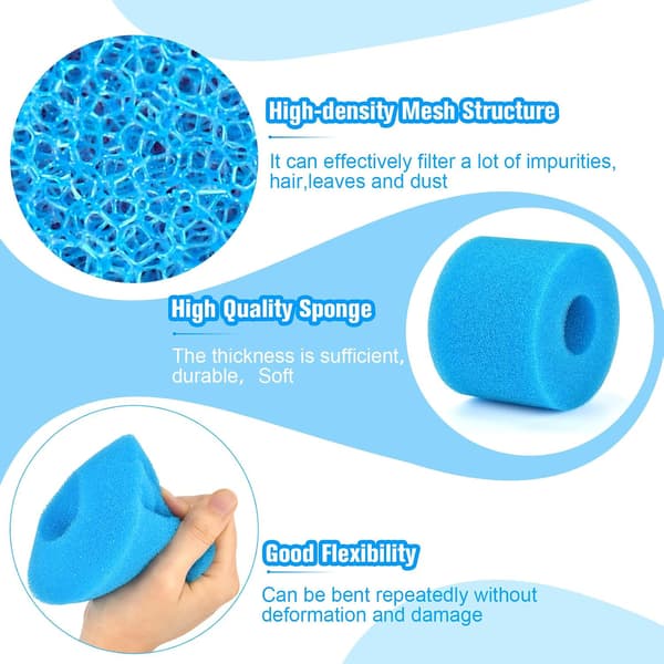Sæt med 4 skumfiltre til spa, genanvendelige og vaskbare, til spa og swimmingpools, 10,8 x 7,3 cm