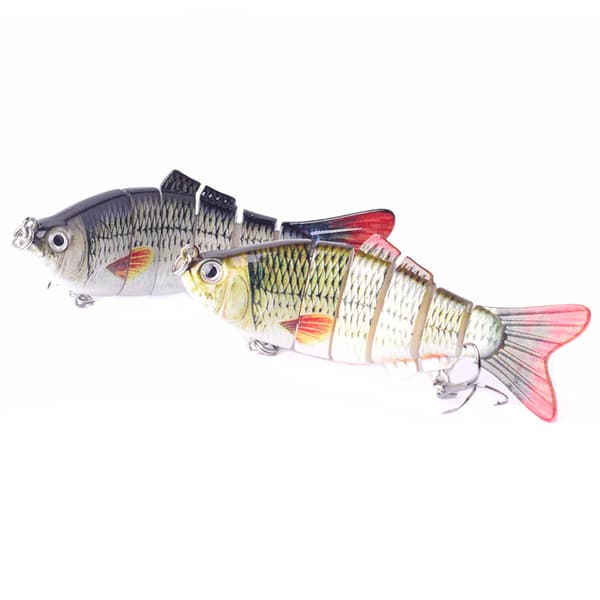 Fiskedrag för abborre och öring - 6-segmenterade hårda drag med trekrokar - Swimbait
