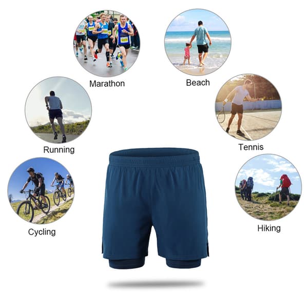 2-i-1 Løbeshorts til Mænd, Hurtigtørrende, Åndbare, til Cykling, Marathon og Træning.