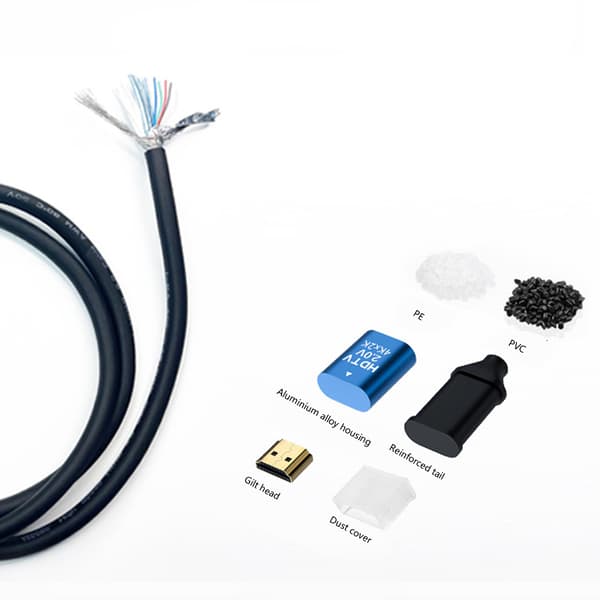 HD 4K Multimediegrænsefladekabel PVC Aluminiumslegering til TV PC Bærbar Blå 2m 6.6ft