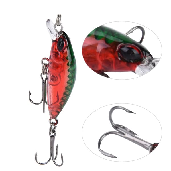 5 kpl Mini Minnow ABS-tekokaloja terävällä kolmihaarakoukulla - Kalastustarvike
