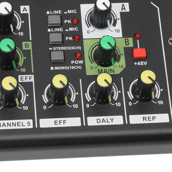 MIX5210FX 10-kanals miksekonsoll med effekter, bærbar studiokonsoll, UK-plugg