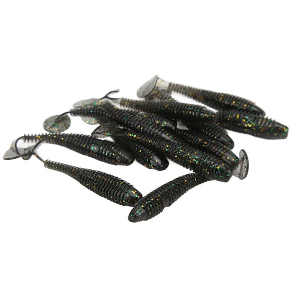 12 stk. blød T-hale PVC-agn 70mm/2,9g kunstig ormeagn Flash Grå