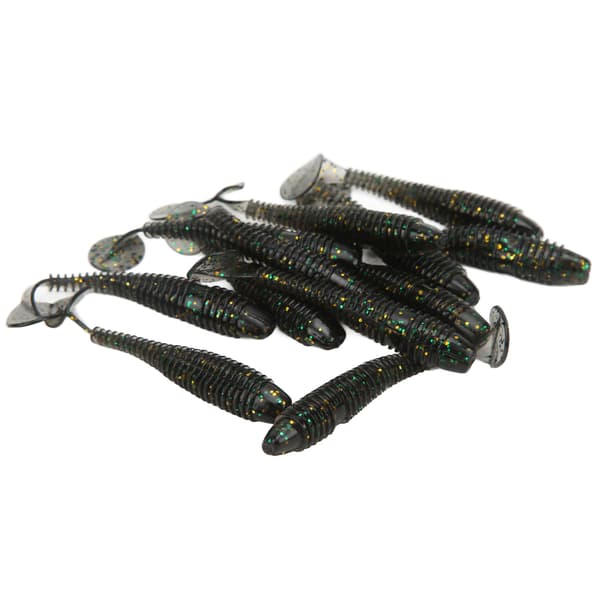 12 stk. myk T-hale PVC-sluk 70 mm/2,9 g kunstig markagn Flash Grå