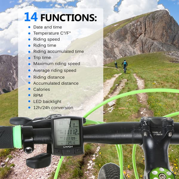 Lixada Trådløs/Kablet Cykelcomputer Speedometer Kilometertæller IPX5 til MTB Landevej