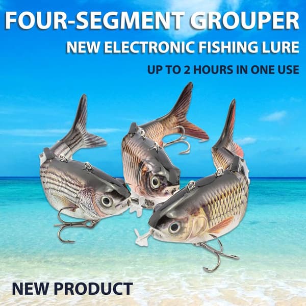 Elektrisk robotfiskesluk med USB oppladbart LED-lys, kunstig sluk med flere ledd, 13 cm, 42 g