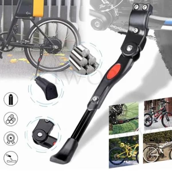 Skridsikker sidestøtte i aluminiumslegering til landevejs- og mountainbikes, sort