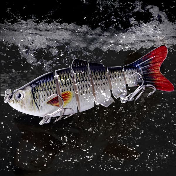 Fiskedrag för abborre och öring - 6-segmenterade hårda drag med trekrokar - Swimbait