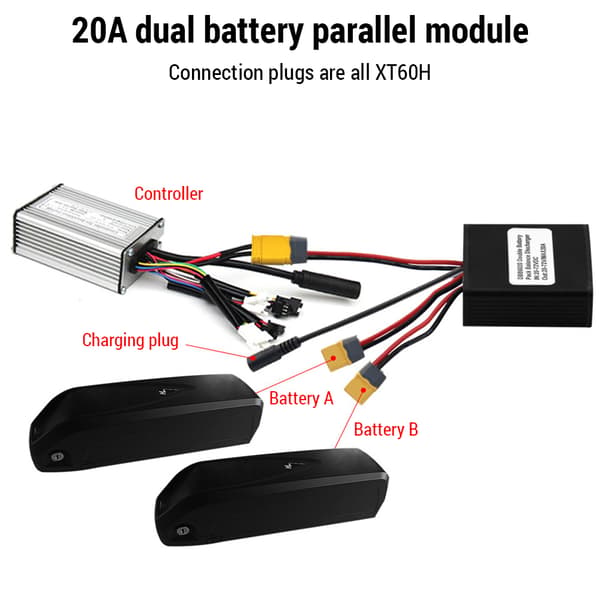 Balancer/afladningskonverter til dobbelte elcykelbatterier 20V-72V 30A