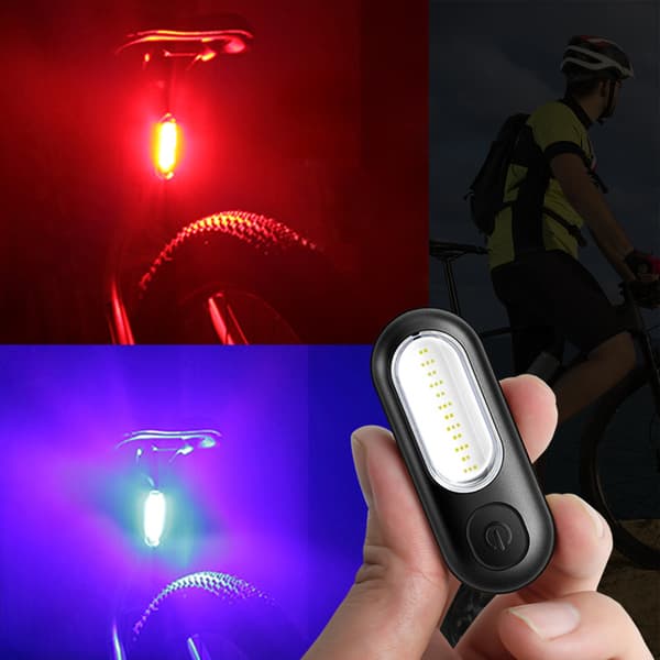 Oppladbar USB LED Sykkelbaklykt med 5 Moduser, IPX5 Vanntett