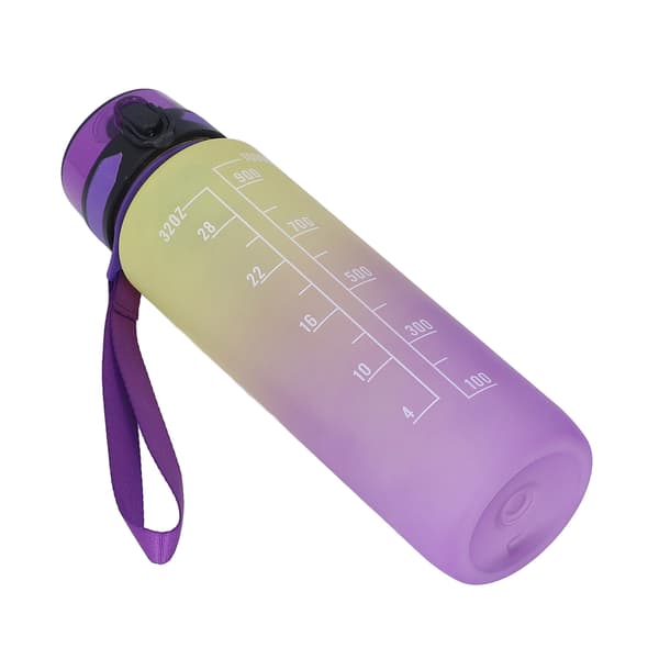 1000 ml Gradient Lila Bärbar Sportvattenflaska med Timer och Armband