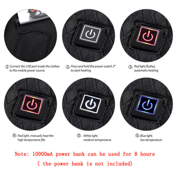 Unisex elektrisk uppvärmd väst med USB, V-ringning, slim fit, termisk, utomhus/vinter