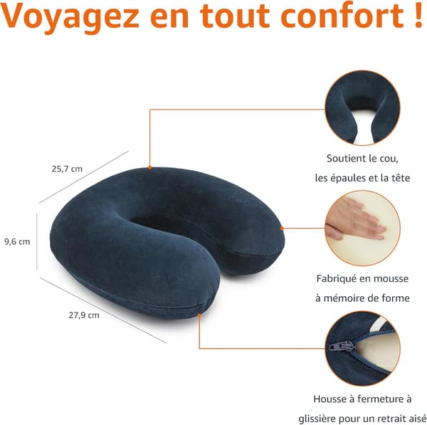 U-formet memoryskum-pude, velegnet til hjemmet, kontoret og rejser, 28*28*9 cm