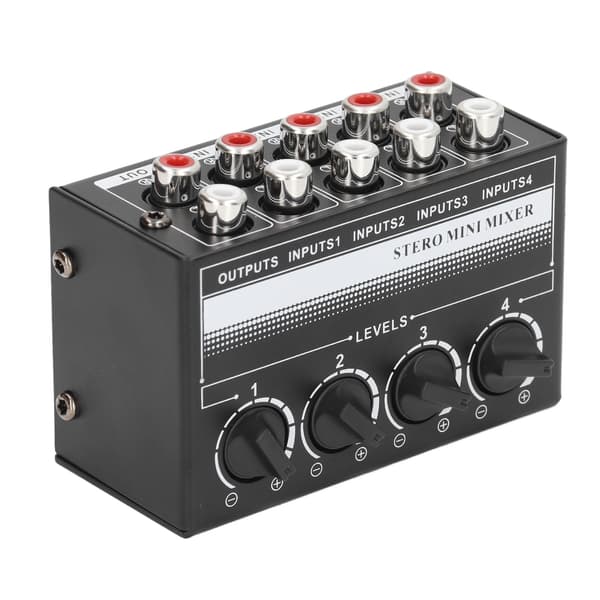 Mini CX400 4-kanals bærbar passiv stereo mixer til CD-afspiller, computer og telefon - hvid