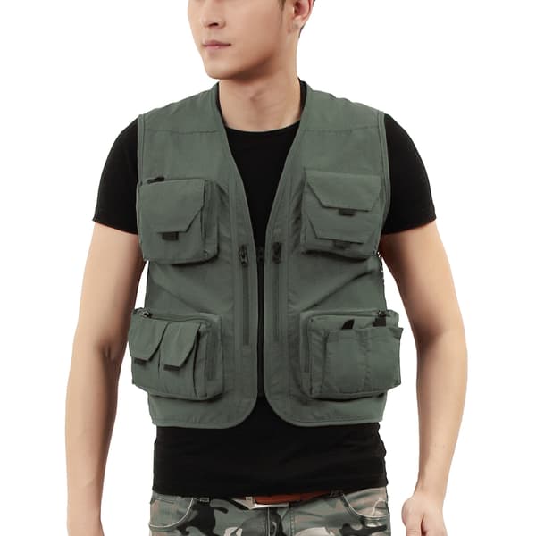 Fiskejakke med flere lommer, åndbar, hurtigtørrende til udendørs aktiviteter