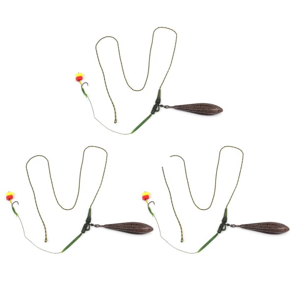 3-pak inline karpefiskesæt med vægt, anti-tangle gummikugleled