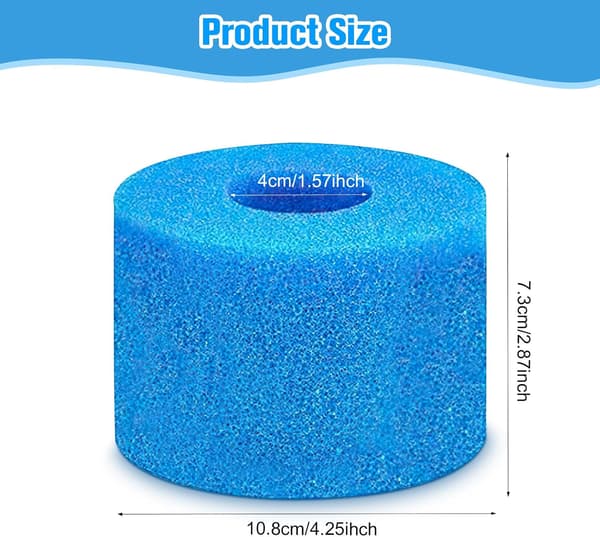Sæt med 4 skumfiltre til spa, genanvendelige og vaskbare, til spa og swimmingpools, 10,8 x 7,3 cm