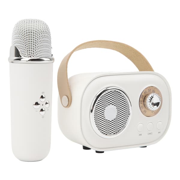 Bærbar karaokemaskin med Bluetooth-høyttaler og mikrofon for hjemmefester - Hvit
