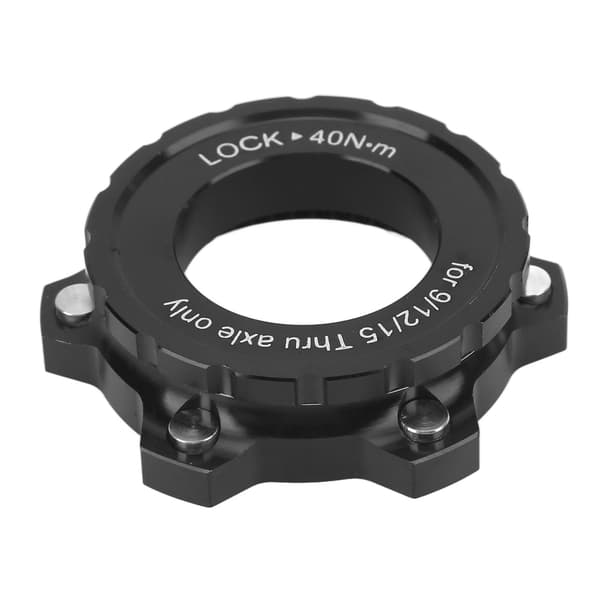 Center Lock Navadapter til 6-hullers skivebremser i aluminiumslegering med sort låsehætte