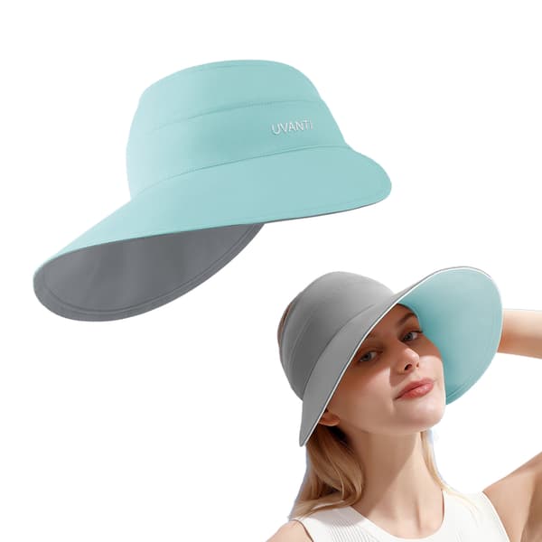 Dame solhatt med bred brem, hestehaleåpning, UV-beskyttelse, sammenleggbar, sommer