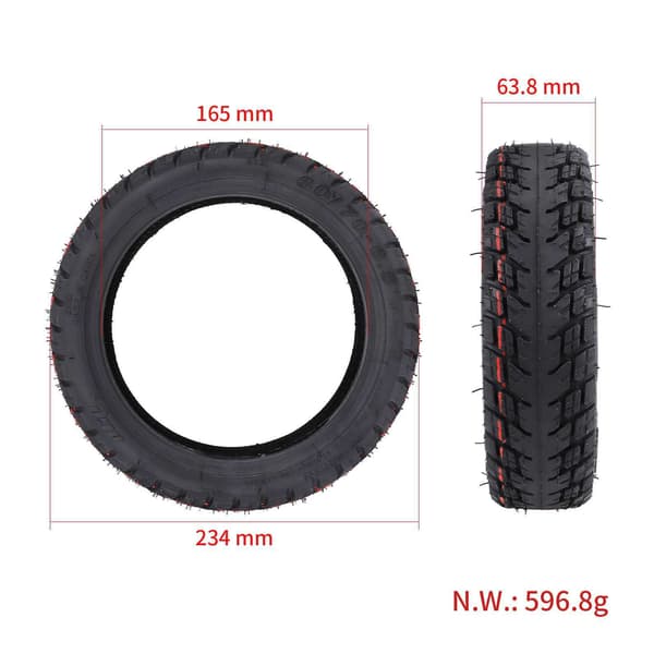 Slanglöst däck 60/70-6.5 med innerslang i gummi för Ninebot Max G30 elscooter