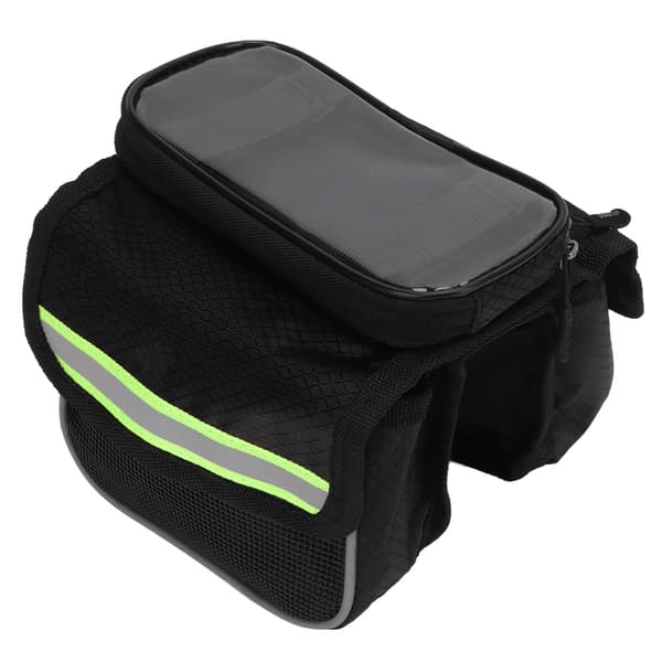 Cykelramsväska, 600D Nylon, TPU Känslig, Reflexband, Anti-Vibration, Grön