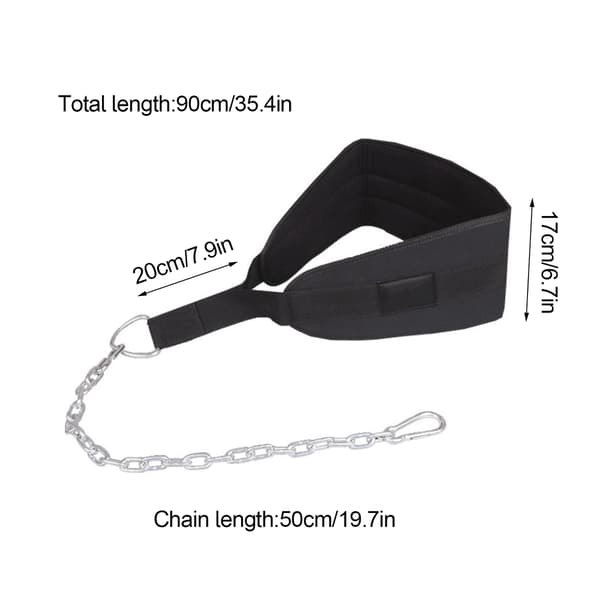 Justerbart Push-Up Belte med Kjede og Karabinkrok for Push-ups, Pull-ups og Vektløfting