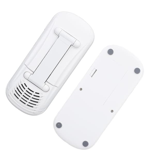 Matkapuhelinpidike Bluetooth-kaiuttimella, pöytäkotelo 1800 mAh akulla, valkoinen.