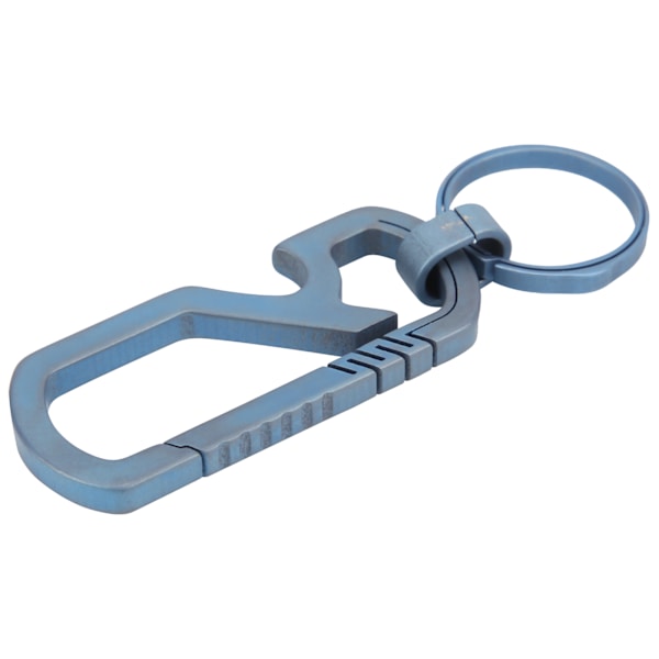 Multifunktionel nøglering i titaniumlegering med dåseåbnerclips til udendørs brug - Blå