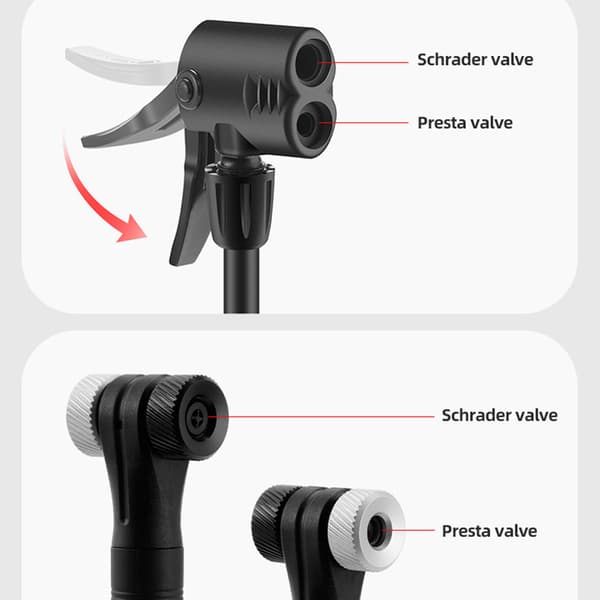 120PSI højtryks cykelluftpumpe med manometer, Presta-Schrader justering, til MTB, bil, motorcykel og bolde.