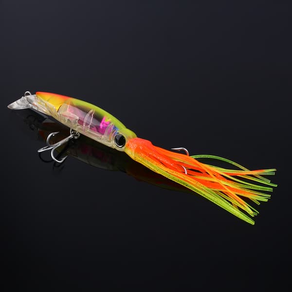 Bläckfiskfiskedrag 24cm/40g Trekrok Orange Gul Genomskinlig Hållbar