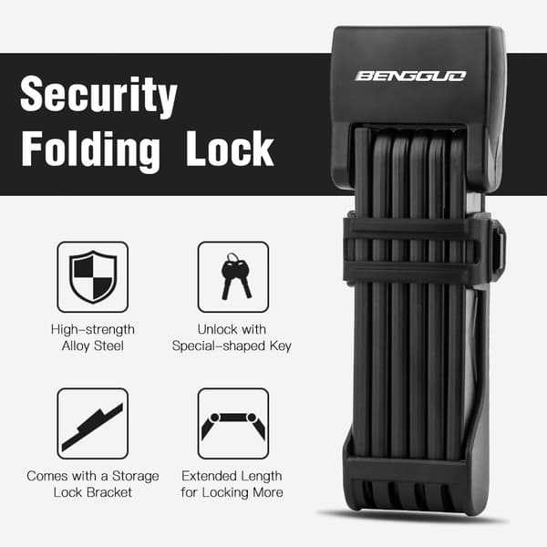Bärbart hopfällbart cykellås med säkert ABS-skydd 76,7 cm för elcyklar och motorcyklar