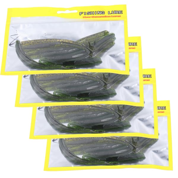 4-sett myk silikon kunstig ormeformet agn 10 cm 3,9 tommer for fiske